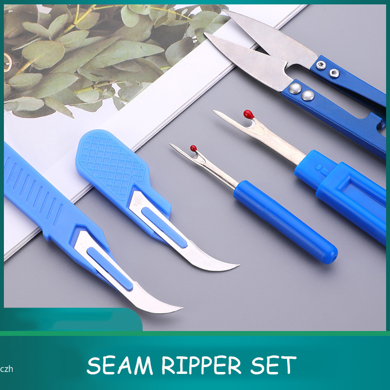 Sewing Repair - 5-delige blauwe naaigereedschapset met draadriper, naadriper