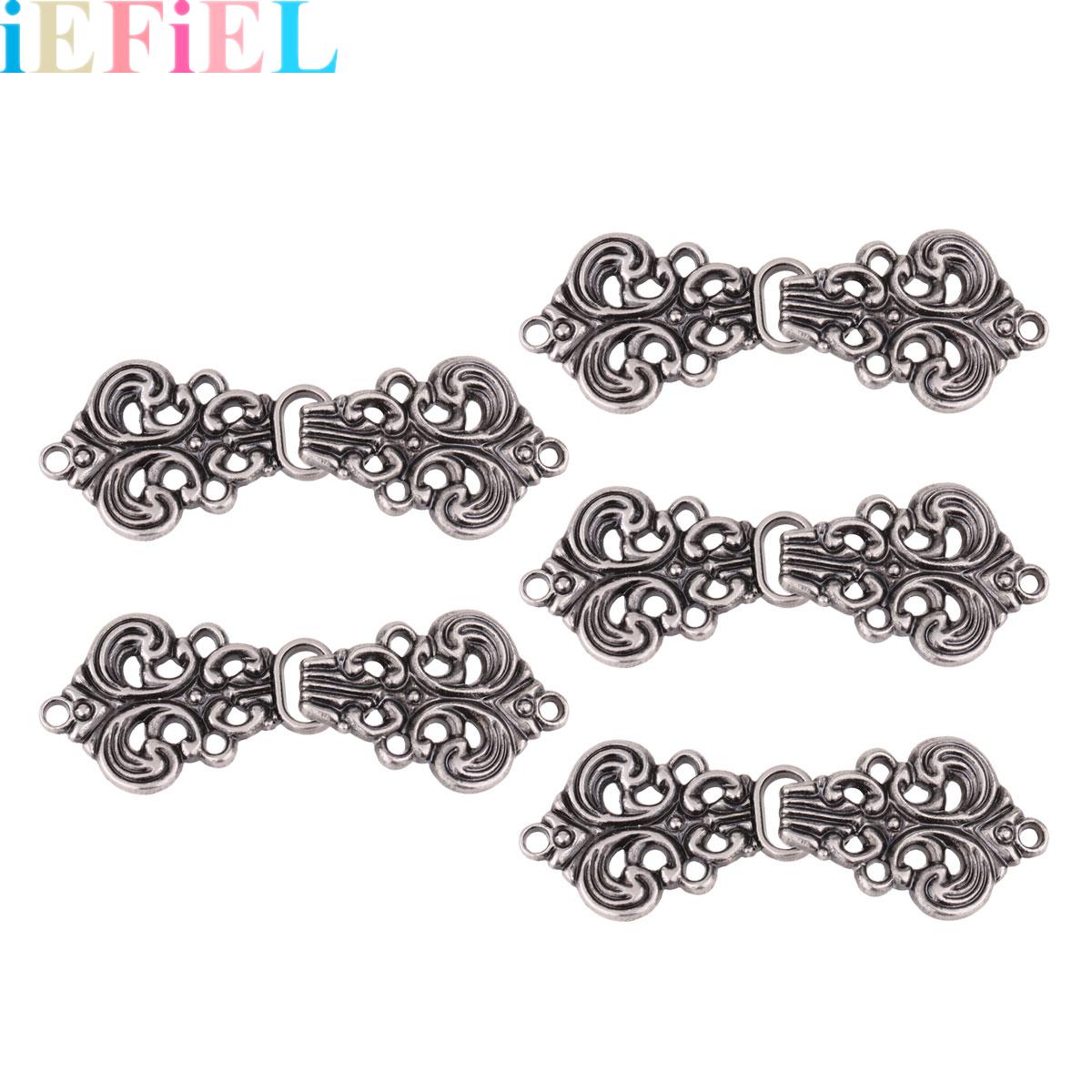 Hook Eye Fastener - 5 paar decoratieve knoppen swirl bloem