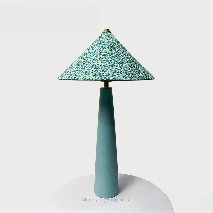 Century Textile & Sewing Supply - Blauwgroene tafellamp in parapluvorm: Britse Liberty-stof